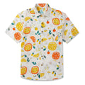 LeosWare® Men's Hawaiian Shirt Short Sleeve Button-up 100% Cotton Yellow Aloha Summer Fruit Guide