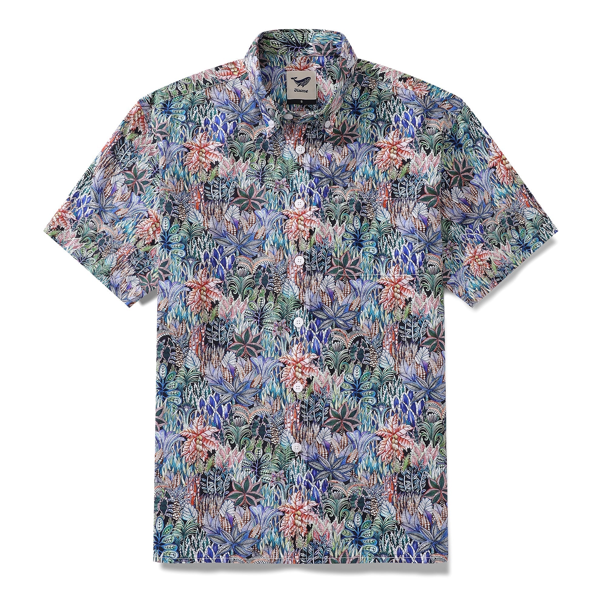 Men's Hawaiian Shirt Mysteries of the Jungle Print Cotton Button-down Short Sleeve Aloha Shirt