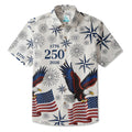 LeosWare® Men's Hawaiian Shirt Short Sleeve Button-up Breathable & Quick-Dry Aloha American Flag Eagle Fireworks Commemorating 250 Years
