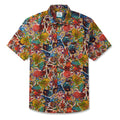 LeosWare® Men's Hawaiian Shirt Short Sleeve Button-up 100% Cotton Red Aloha Colorful Floral Fantasy