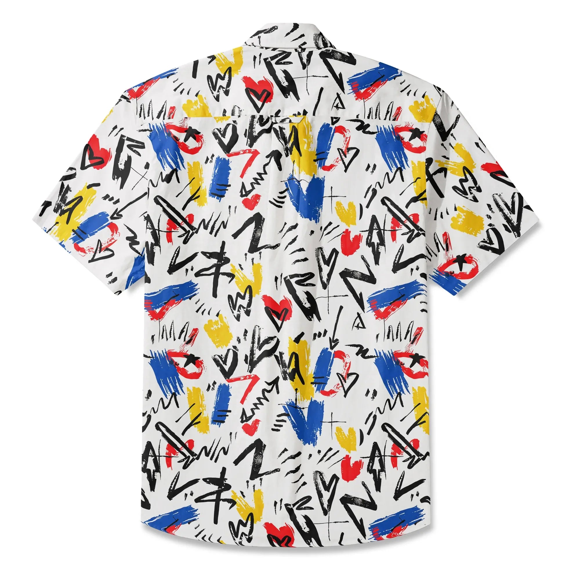 LeosWare® Men's Hawaiian Shirt Short Sleeve Button-up 100% Cotton White Aloha Brushing Waves Of Emotion