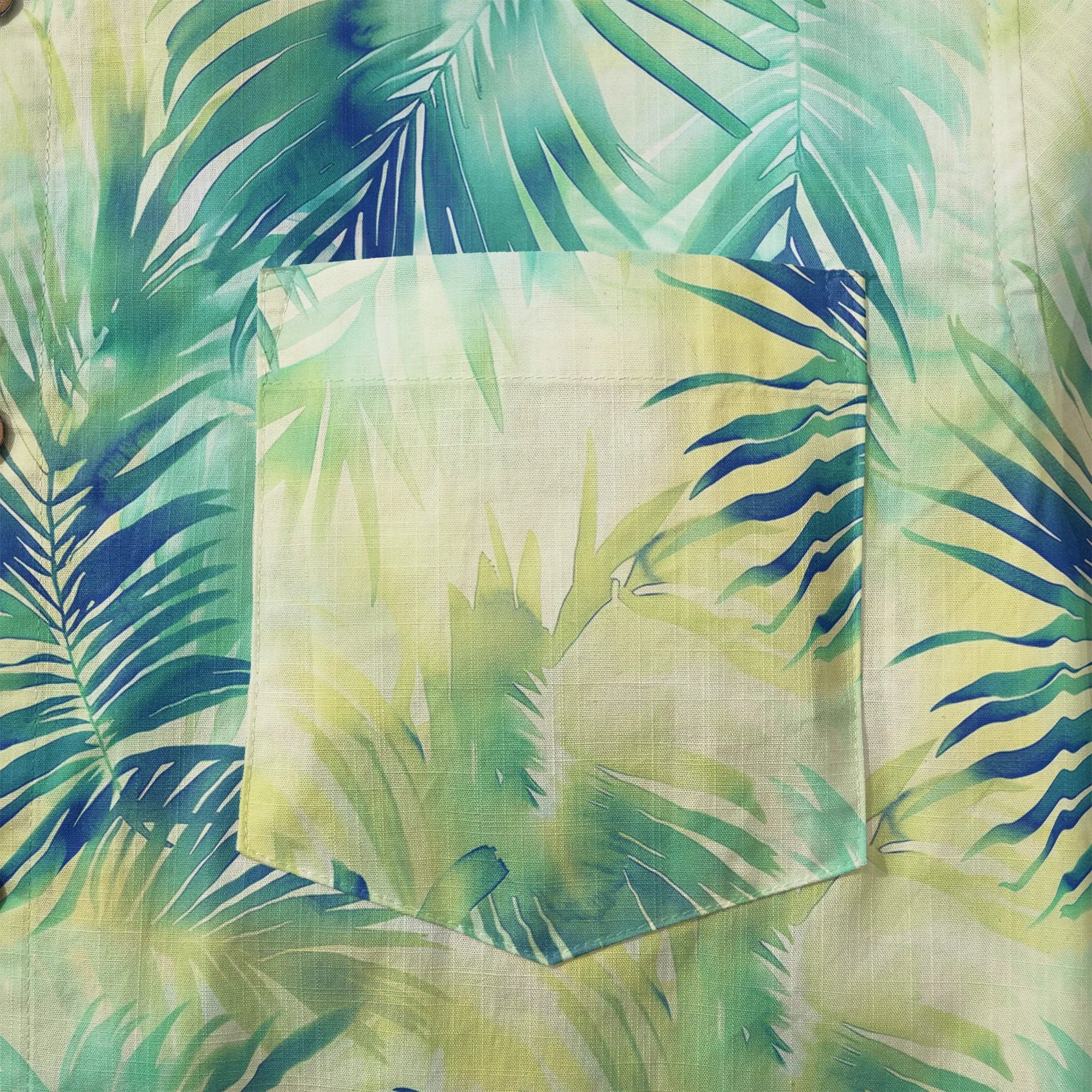 LeosWare® Plant Men's Hawaiian Shirt Short Sleeve Button-up 100% Cotton Green Aloha Coconut Breeze - Summer Delight
