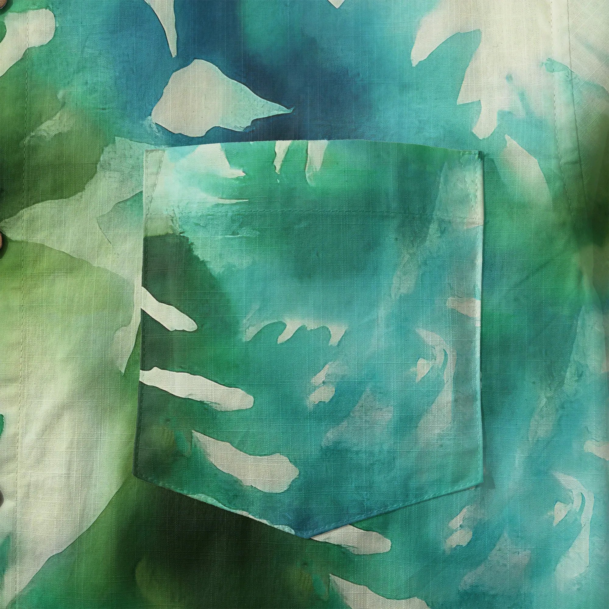 LeosWare® Men's Hawaiian Shirt Short Sleeve Button-up 100% Cotton Green Aloha Misty Forest Cascade