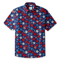 LeosWare® Men's Hawaiian Shirt Short Sleeve Button-up 100% Cotton Blue Aloha Stellar Summer Comics