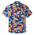 LeosWare® Men's Hawaiian Shirt Short Sleeve Button-up 100% Cotton Blue Aloha Watercolor Star Dream