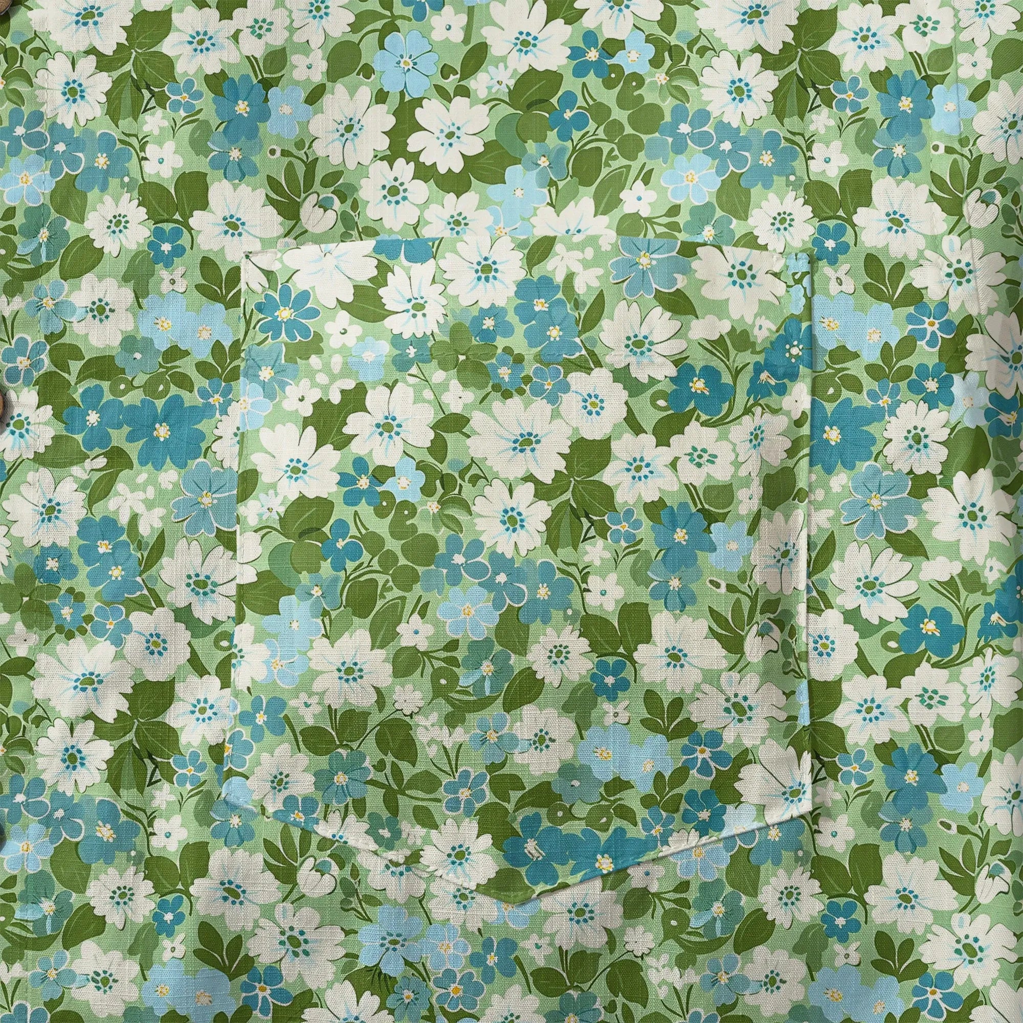 LeosWare® Flower Men's Hawaiian Shirt Short Sleeve Button-up 100% Cotton Green Aloha Fresh Blooms