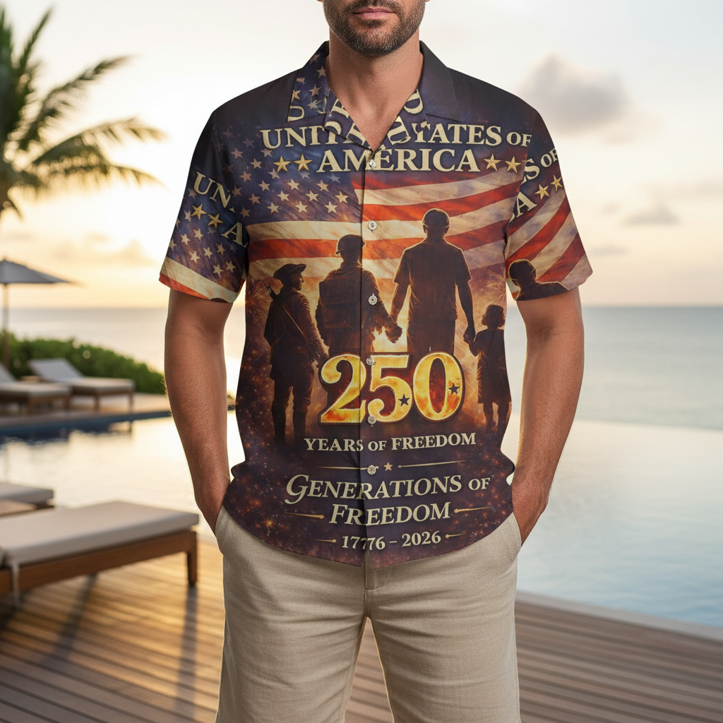 LeosWare® Men's Hawaiian Shirt Short Sleeve Button-up Breathable & Quick-Dry Aloha American Flag For Independence Day