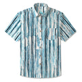 LeosWare® Men's Hawaiian Shirt Short Sleeve Button-up 100% Cotton Blue Aloha Minimalist Blue Veins