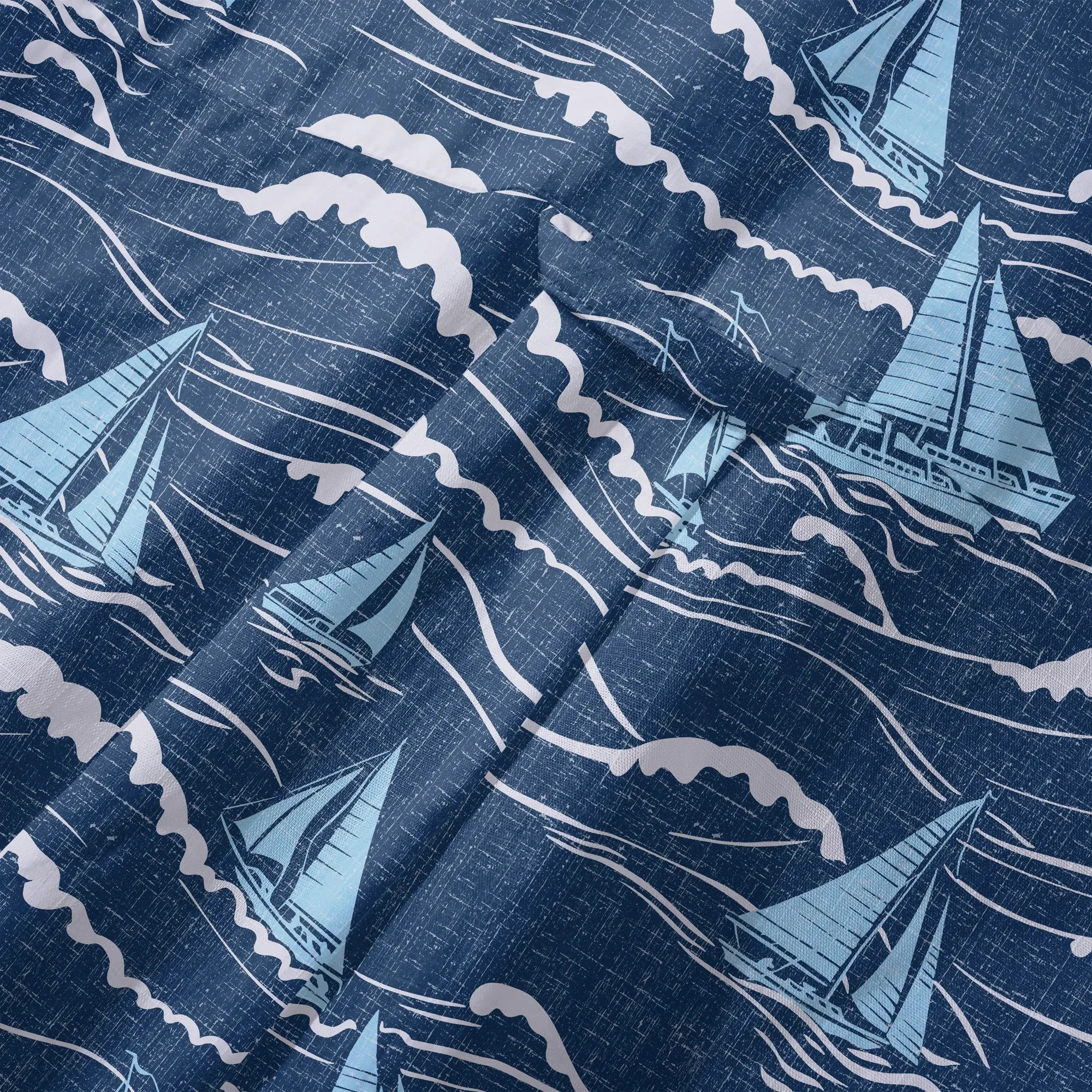 LeosWare® Sailboat Men's Hawaiian Shirt Short Sleeve Button-up 100% Cotton Blue Aloha Blue Sail Adventure