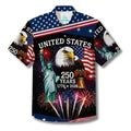 LeosWare® Men's Hawaiian Shirt Short Sleeve Button-up Breathable & Quick-Dry Aloha 250th Anniversary Us Independence Day Moisture-wicking Apparel