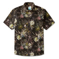 LeosWare® Men's Hawaiian Shirt Short Sleeve Button-up 100% Cotton Black Aloha Dark Night Avian Enclave