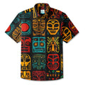 LeosWare® Men's Hawaiian Shirt Short Sleeve Button-up Breathable & Quick-Dry Aloha Tiki Bricks