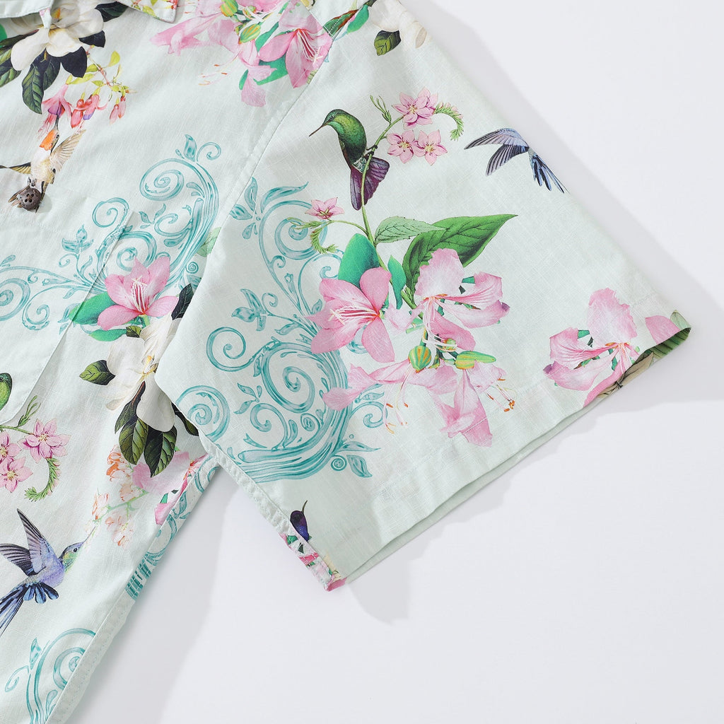 Hawaiian Shirts For Men Hummingbird Print Shirt 100% Cotton