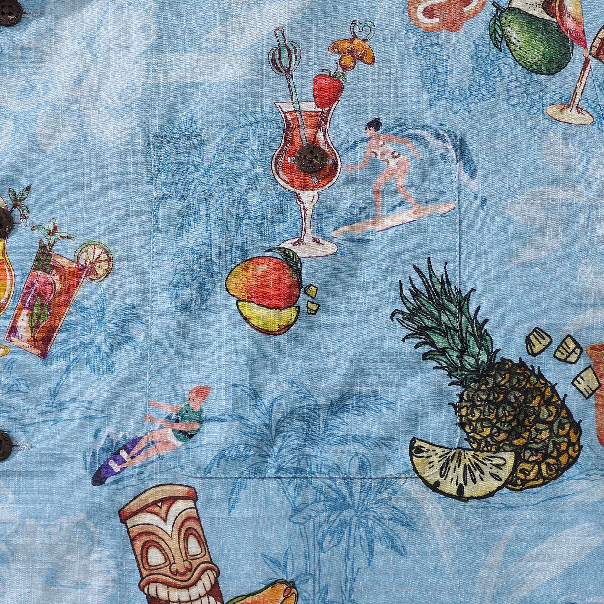 Hawaiian Shirts For Men Tiki Art Cocktail Party Tropical-Themed Print Shirt