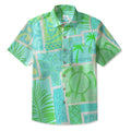 LeosWare® Men's Hawaiian Shirt Short Sleeve Button-up Breathable & Quick-Dry Aloha Tiki Mood(Mint Green)