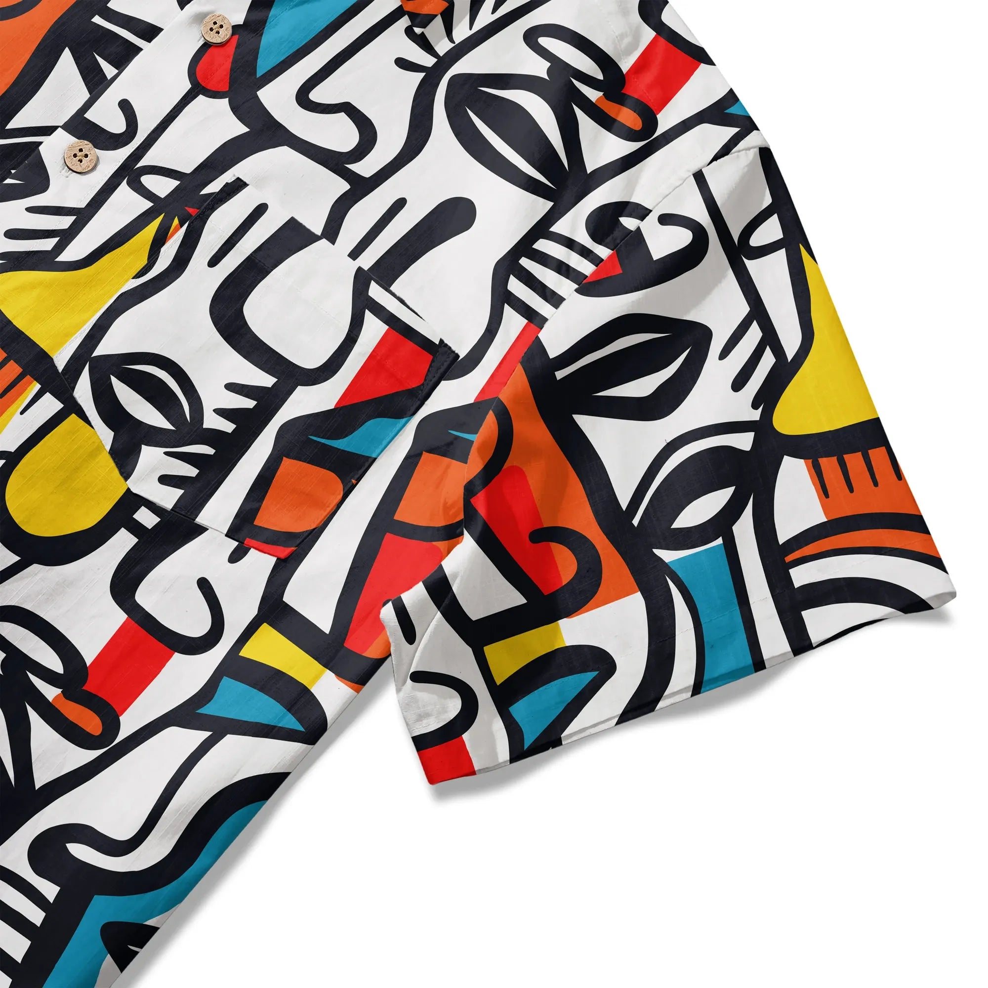 LeosWare® Men's Hawaiian Shirt Short Sleeve Button-up 100% Cotton Aloha Face Paint Palette