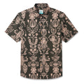 LeosWare® Men's Hawaiian Shirt Short Sleeve Button-up 100% Cotton Brown Aloha Olive Green And Light Pink Artistic Floral Decoration