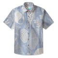 LeosWare® Men's Hawaiian Shirt Short Sleeve Button-up 95% Polyester, 5% Spandex Aloha Seashells