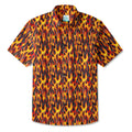 LeosWare® Flames Men's Hawaiian Shirt Short Sleeve Button-up 100% Cotton Yellow Aloha Flame Surge