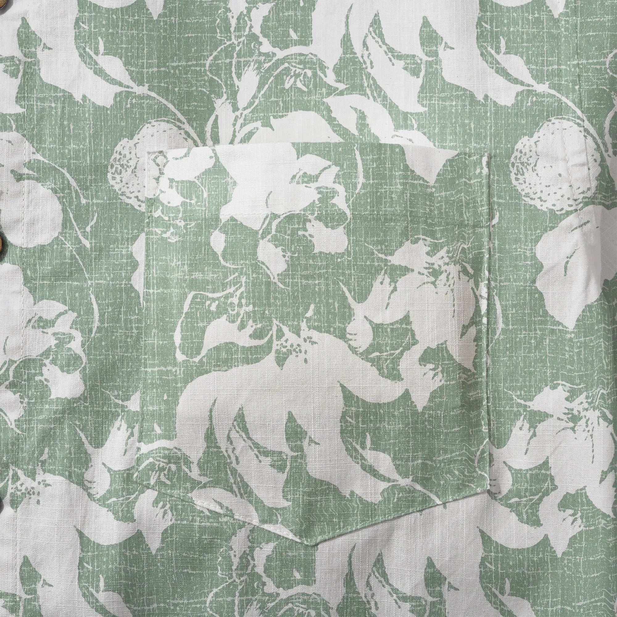 LeosWare® Flower Men's Hawaiian Shirt Short Sleeve Button-up 100% Cotton Green Aloha Verdant Memoirs