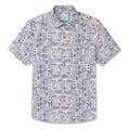 LeosWare® Men's Hawaiian Shirt Short Sleeve Button-up 100% Cotton Blue Aloha Fresh Art Collage Botanical Pattern Painting