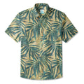 LeosWare® Men's Hawaiian Shirt Short Sleeve Button-up 100% Cotton Green Aloha Vintage Palm