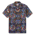 Hawaiian Shirt For Men Stained Glass Window Print Shirt Camp Collar 100% Cotton Shirt