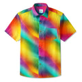LeosWare® Men's Hawaiian Shirt Short Sleeve Button-up 100% Cotton Green Aloha Rainbow Nest