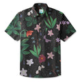 LeosWare® Men's Hawaiian Shirt Short Sleeve Button-up 95% Polyester, 5% Spandex Aloha Midnight Meadow