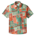 LeosWare® Men's Hawaiian Shirt Short Sleeve Button-up Breathable & Quick-Dry Aloha Tikii Tiles