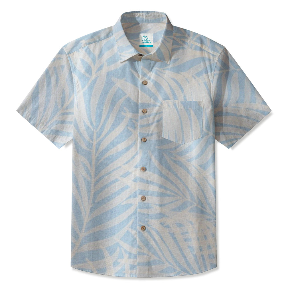 LeosWare® Men's Hawaiian Shirt Short Sleeve Button-up 95% Polyester, 5% Spandex Aloha Sea Salt Delight