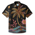 LeosWare® Men's Hawaiian Shirt Short Sleeve Button-up Breathable & Quick-Dry Aloha Moonlit Palm