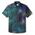 LeosWare® Men's Hawaiian Shirt Short Sleeve Button-up Breathable & Quick-Dry Aloha Neon Drift