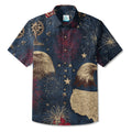LeosWare® Men's Hawaiian Shirt Short Sleeve Button-up Breathable & Quick-Dry Aloha Icon Of America
