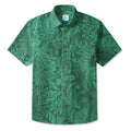 LeosWare® Men's Hawaiian Shirt Short Sleeve Button-up 95% Polyester, 5% Spandex Aloha Verdant Press